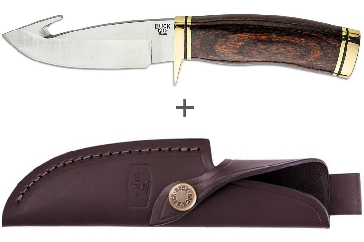 Couteau Buck 191 Zipper 0191BRG lame guthook 10,5cm manche bois de noyer + &eacute;tui cuir