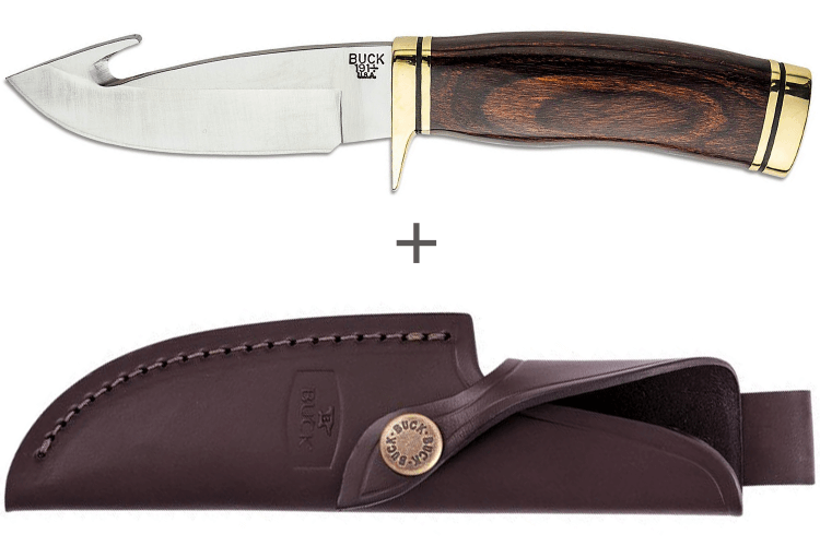 Couteau Buck 191 Zipper 0191BRG lame guthook 10,5cm manche bois de noyer + étui cuir