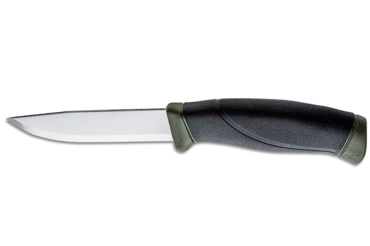 Couteau Mora Companion MG 11863 lame carbone 10,4cm manche caoutchouc noir/kaki + &eacute;tui
