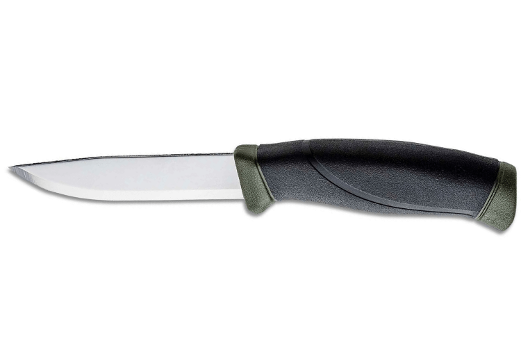Couteau Mora Companion MG 11863 lame carbone 10,4cm manche caoutchouc noir/kaki + étui