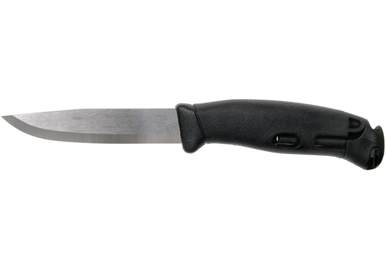 Couteau Mora Companion Spark 13567 lame inox 10,4cm manche caoutchouc noir avec pierre &agrave; feu + &eacute;tui