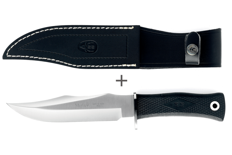 Cotueau Muela "21733" lame en inox 17cm manche en  gomme noire + étui noir