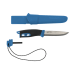 Couteau Mora Companion Spark 13572 lame inox 10,4cm manche en caoutchouc bleu et pierre à feu avec étui