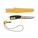 Couteau Mora Companion Spark 13573 lame inox 10,4cm manche caoutchouc jaune sable avec pierre à feu et cordon + étui