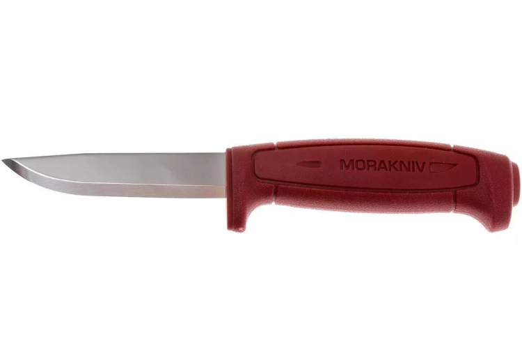 Couteau Mora Basic 511 12147 lame carbone 9,1cm manche polypropyl&egrave;ne rouge + &eacute;tui