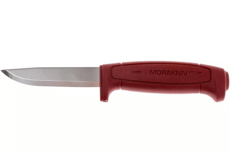 Couteau Mora Basic 511 12147 lame carbone 9,1cm manche polypropylène rouge + étui