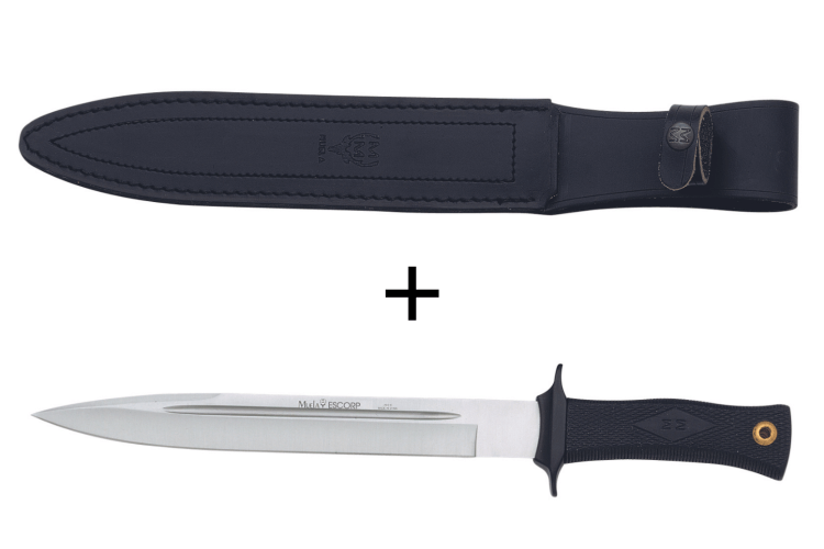 Couteau Muela ESCORP 9207 lame en inox 26cm manche gomme noire + étui en cuir