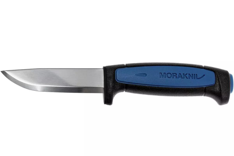 Couteau Mora Pro S 12242 lame inox 9,1cm manche caoutchouc bleu + &eacute;tui