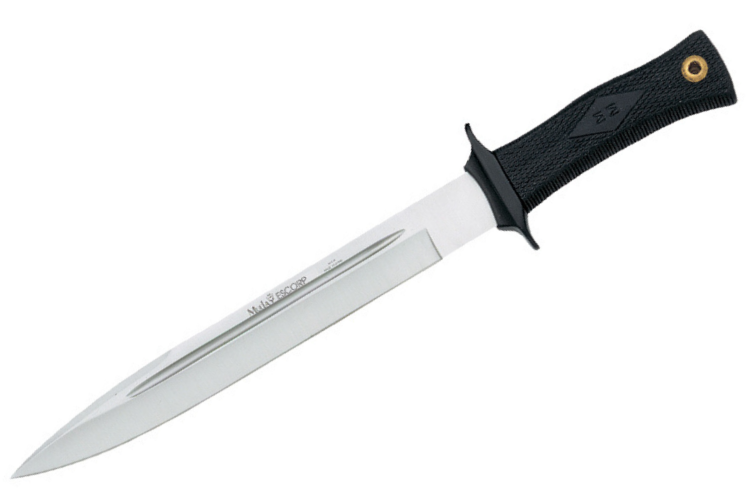 Couteau Muela Escorp 9287 lame en inox 19cm manche en gomme noire + &eacute;tui en cuir