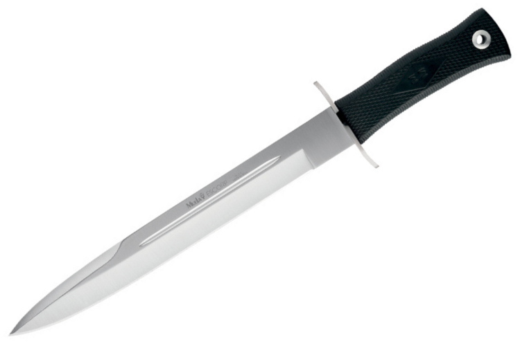 Couteau Muela Escorp 9312 lame 30cm manche en gomme noire et garde en inox + &eacute;tui en cuir