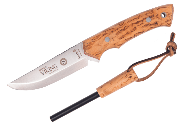 Couteau Muela Viking 9321 lame 11cm manche en bois de bouleau + allume-feu + étui en cuir