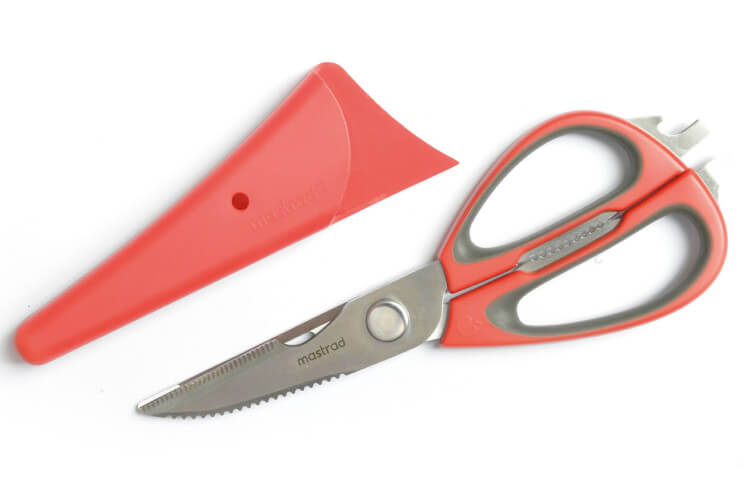 Ciseaux de cuisine Mastrad 9-en-1 avec étui magnétique rouge