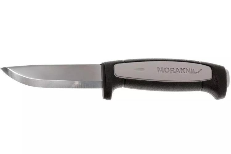 Couteau Mora Pro Robust 12249 lame carbone 9,1cm manche caoutchouc gris + &eacute;tui