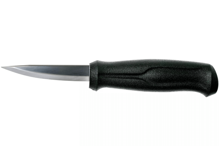 Couteau sculpture bois Mora Basic 12658 lame inox 7,5cm manche polypropylène noir + étui