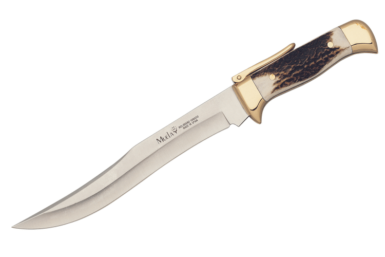 Couteau pliant Muela 9236 lame en inox 20cm manche en bois de cerf + étui en cuir