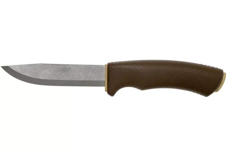 Couteau Mora Bushcraft Survival 13033 lame inox 10,9cm manche caoutchouc marron avec allume feu + &eacute;tui