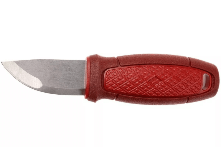 Couteau de poche Mora Eldris 12630 lame inox 5,9cm manche caoutchouc rouge avec allume feu + étui