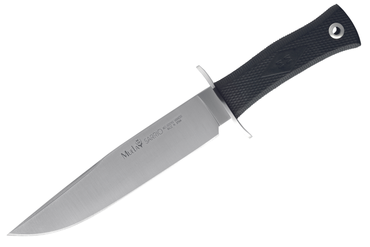 Couteau Muela Sarrio 9291 lame en inox 19cm avec manche en gomme noire + &eacute;tui en cuir