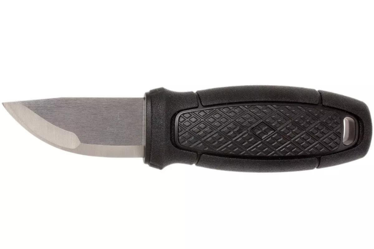 Couteau de poche Mora Eldris 12647 lame inox 5,9cm et manche en caoutchouc noir + &eacute;tui