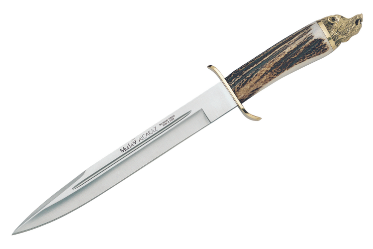 Couteau Muela Alcaraz 9214 lame en inox 26cm manche en bois de Cerf + &eacute;tui en cuir