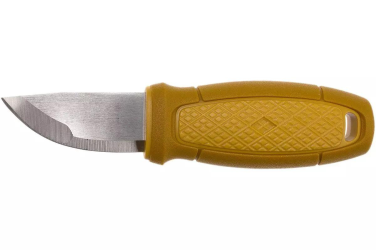 Couteau de poche Mora Eldris 12650 lame inox 5,9cm manche caoutchouc jaune + &eacute;tui