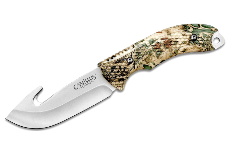 Couteau Camillus Veil lame 19834 inox 10,2cm Manche Prym1 Camo ABS + &eacute;tui nylon