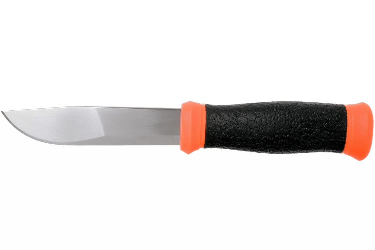 Couteau Mora 2000 12057 lame inox 10,9cm manche caoutchouc noir/orange + étui