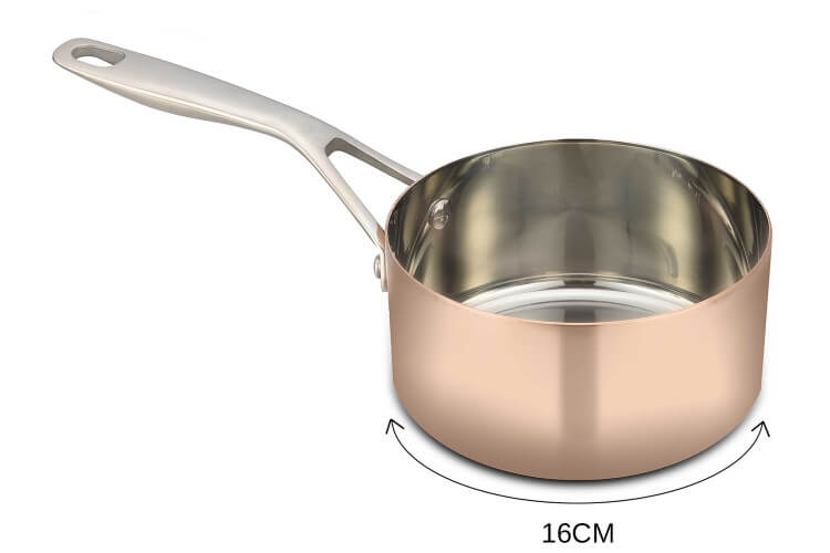 Casserole en cuivre inox droite Baumalu B'Chef poignée rivetée en fonte d'inox