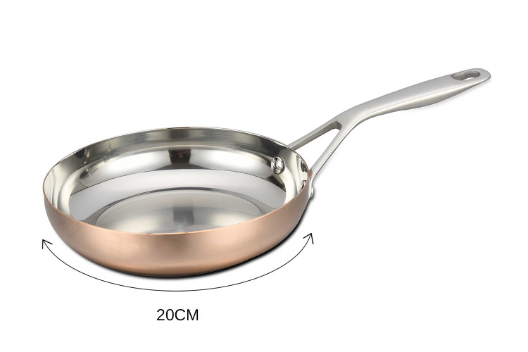 Po&ecirc;le &agrave; frire en cuivre inox Baumalu B'Chef poign&eacute;e rivet&eacute;e en fonte d'inox
