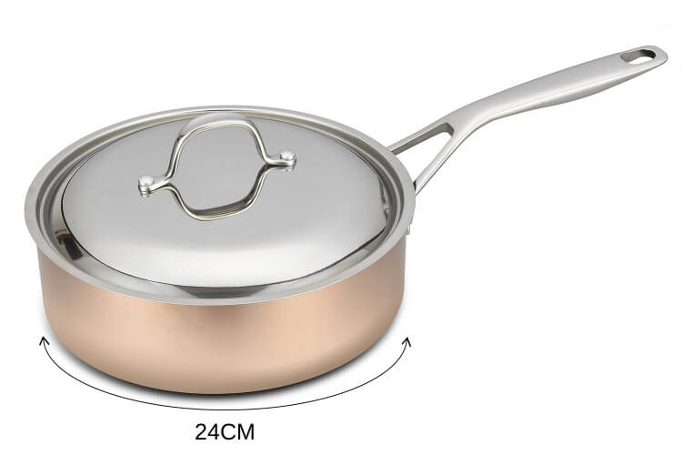 Sauteuse en cuivre inox Baumalu B'Chef avec couvercle en inox