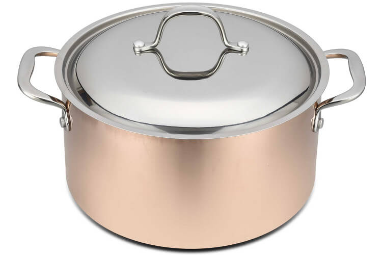 Faitout en cuivre inox 24cm Baumalu B'Chef avec couvercle en inox