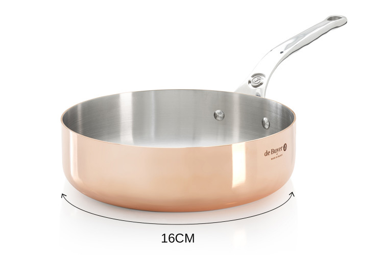 Sauteuse droite en cuivre inox De Buyer Prima Matera poign&eacute;e en fonte d'inox compatible induction