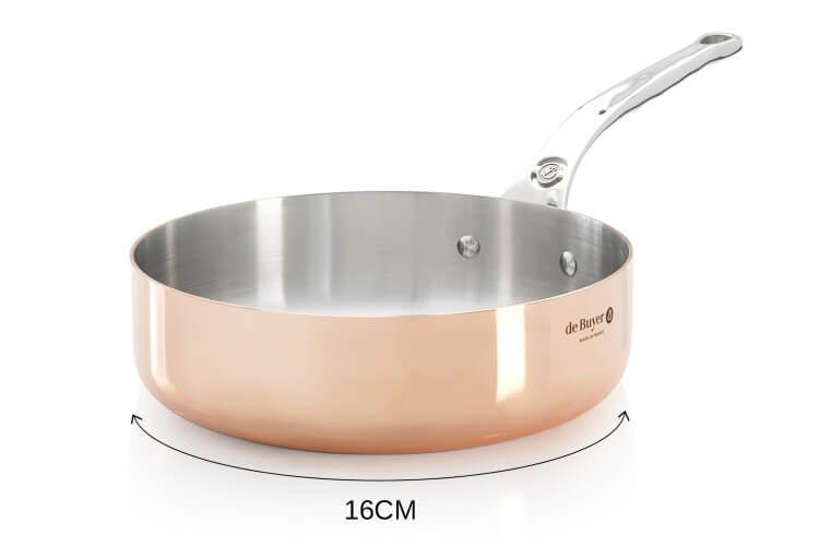 Sauteuse droite en cuivre inox De Buyer Prima Matera poignée en fonte d'inox compatible induction