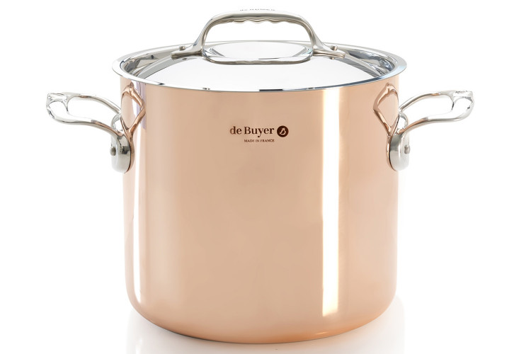 Marmite en cuivre inox 20cm De Buyer Prima Matera compatible induction anses en inox avec couvercle