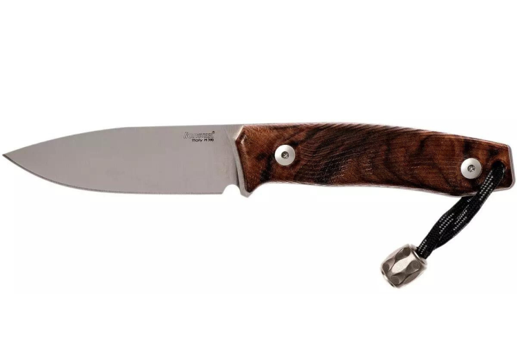 Couteau LionSteel M1.WN lame 7,5cm manche en bois de noyer + &eacute;tui en cuir