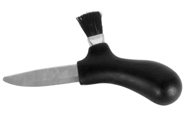 Couteau à champignons Mora Karl-Johan 10906 lame inox 6,2cm manche polypropylène noir + étui