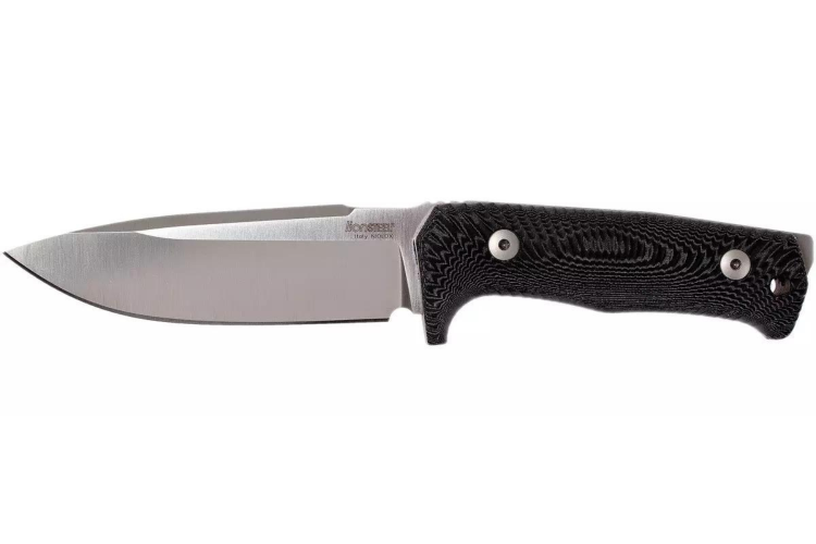 Couteau LionSteel T5.MI lame 12,8cm manche en micarta noir + &eacute;tui en cuir