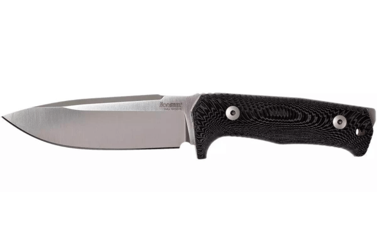 Couteau LionSteel T5.MI lame 12,8cm manche en micarta noir + étui en cuir