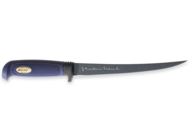 Couteau &agrave; filets Marttiini Martef 836014 lame 18cm manche caoutchouc noir + &eacute;tui