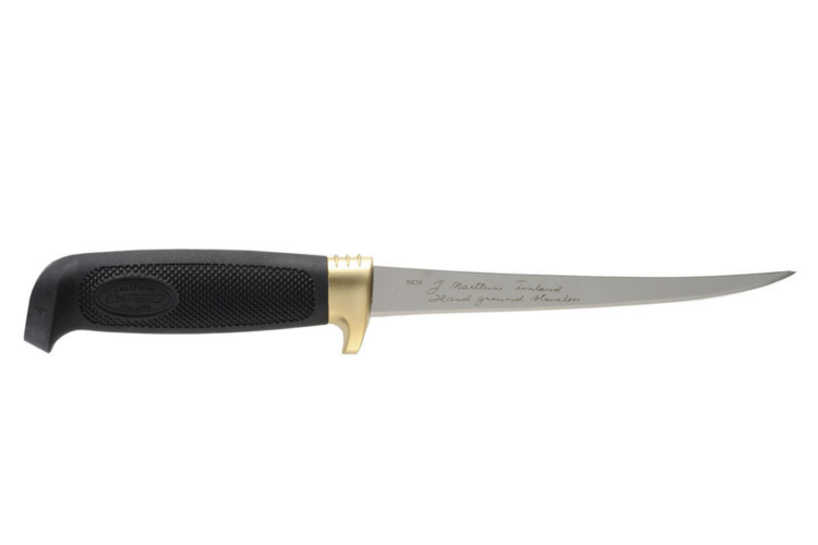 Couteau &agrave; filets Marttiini Condor 836015 lame 19cm manche caoutchouc noir + &eacute;tui