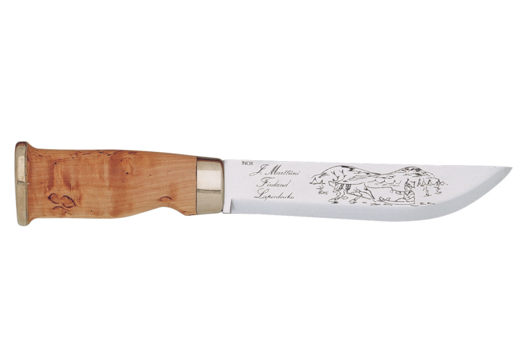 Couteau Marttiini Lapp 253010 lame 15cm manche en bois de bouleau madr&eacute; + &eacute;tui