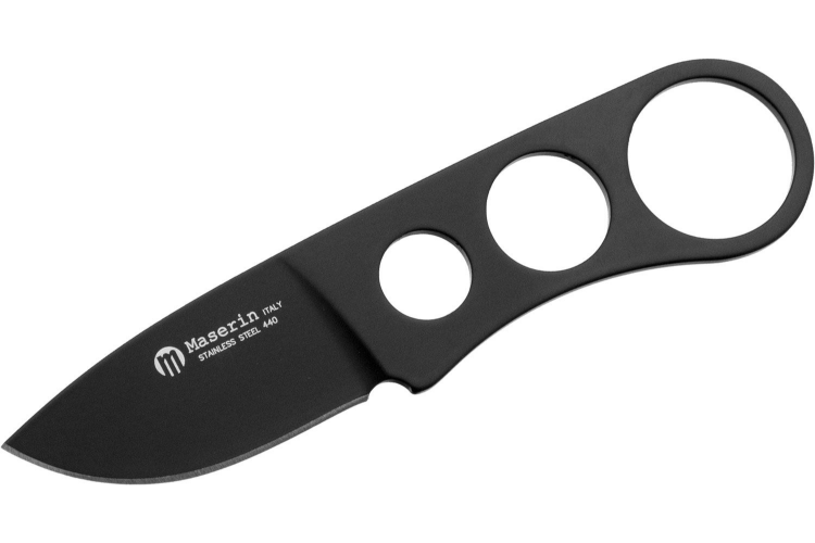 Couteau de cou Maserin 909.T lame 4,5cm manche ajour&eacute; en acier inox + &eacute;tui
