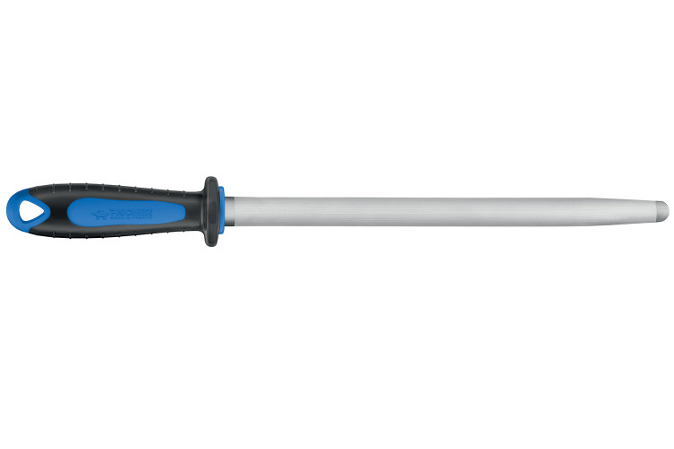 Fusil de boucher FISCHER m&egrave;che ovale 30cm grain fin manche bleu et gris
