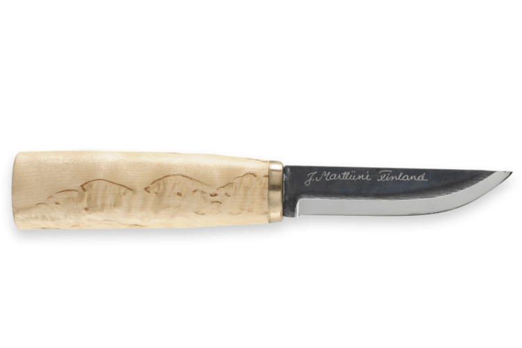 Couteau à découper Marttiini Arctic 535010 lame carbone 9cm manche bouleau madré + étui
