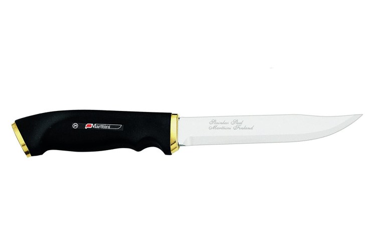Couteau de chasse Marttiini 215015 lame 13cm manche caoutchouc noir + &eacute;tui