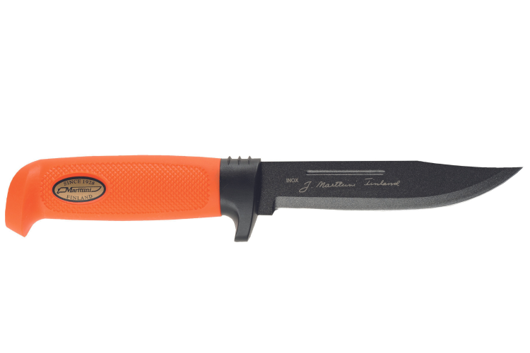 Couteau Marttiini Big Game 390024 lame 13cm manche caoutchouc orange + &eacute;tui