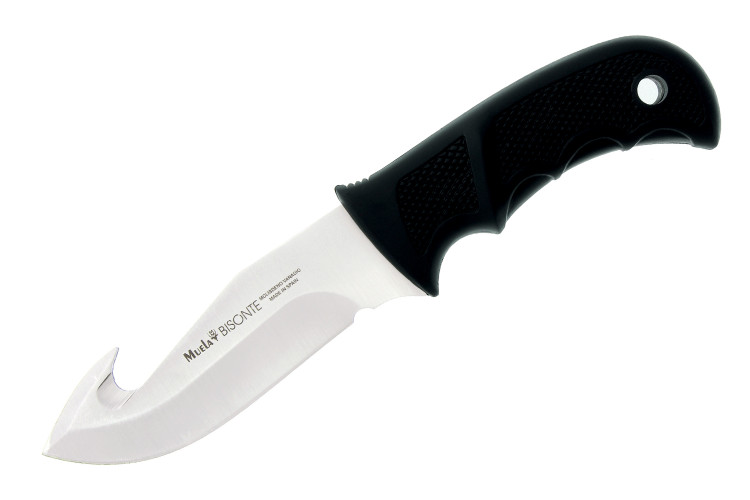 Couteau Muela Bisonte 9305 lame 11cm manche en gomme noir + &eacute;tui en cuir