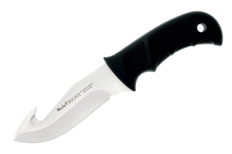 Couteau Muela Bisonte 9305 lame 11cm manche en gomme noir + étui en cuir