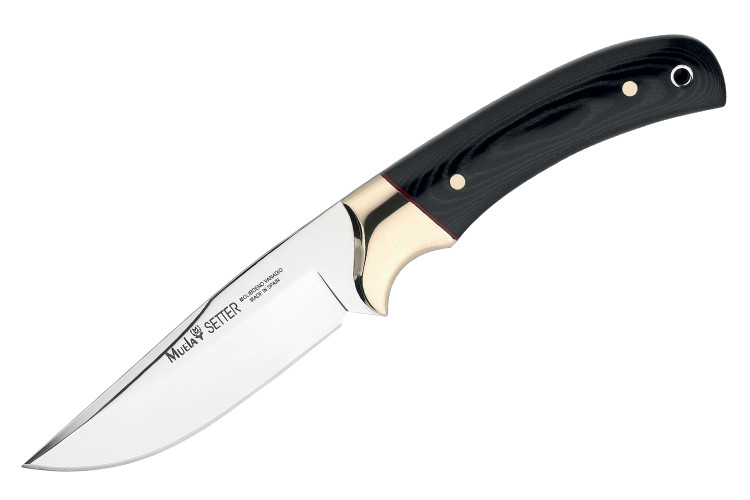 Couteau Muela Setter 9264 lame 11cm en inox manche en micarta noir + &eacute;tui en cuir