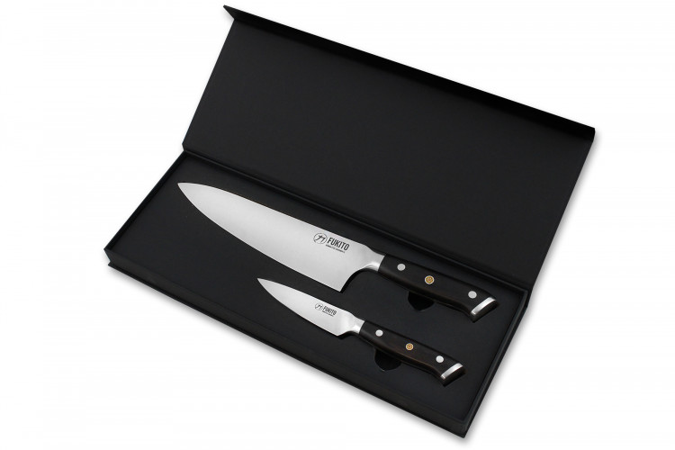 Coffret 2 couteaux Fukito Eb&egrave;ne X50 Chef + Office